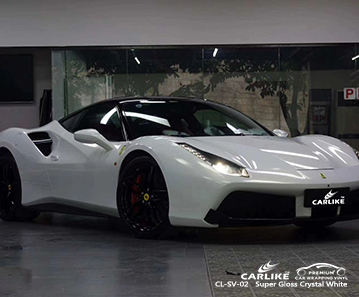 CL-SV-02 FERRARI için süper parlak kristal beyaz araba kaplama filmi