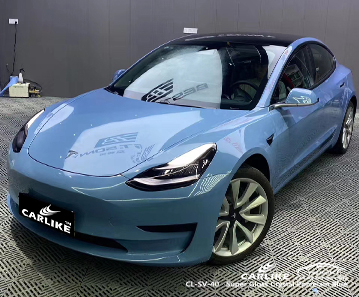 CL-SV-40 TESLA için süper parlak kristal porselen mavi vinil kaplama