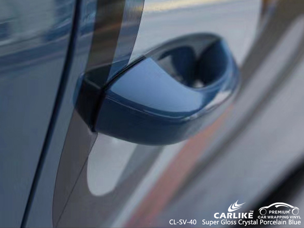 CL-SV-40 super gloss crystal porcelain blue motorcycle wrap vinyl for PORSCHE North Holland Netherlands