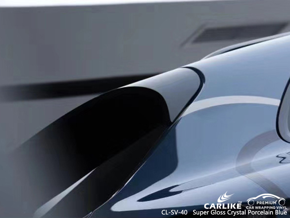 CL-SV-40 super gloss crystal porcelain blue motorcycle wrap vinyl for PORSCHE North Holland Netherlands