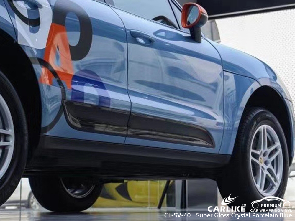 CL-SV-40 super gloss crystal porcelain blue motorcycle wrap vinyl for PORSCHE North Holland Netherlands