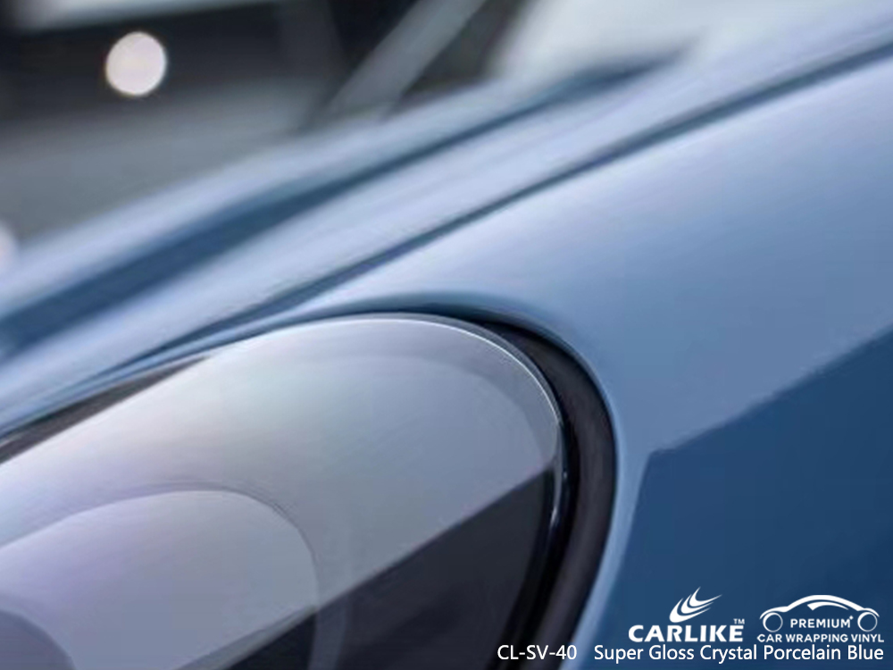 CL-SV-40 super gloss crystal porcelain blue motorcycle wrap vinyl for PORSCHE North Holland Netherlands