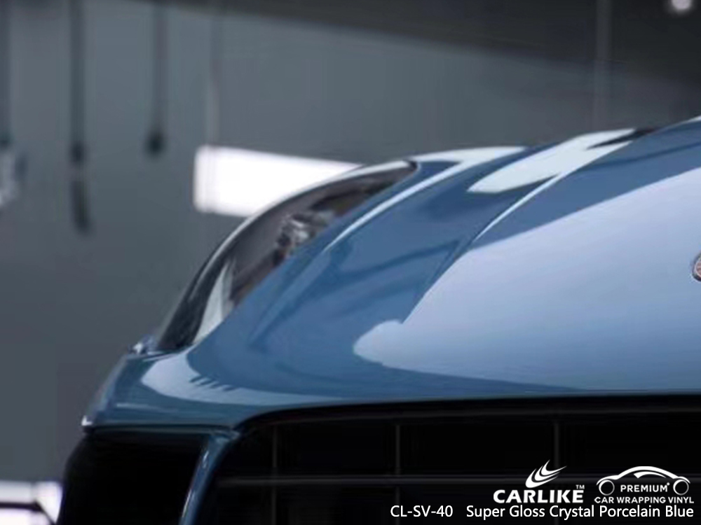 CL-SV-40 super gloss crystal porcelain blue motorcycle wrap vinyl for PORSCHE North Holland Netherlands