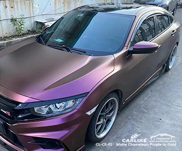 CL-CE-01 matte chameleon purple to gold automobile vinyl wrap for HONDA