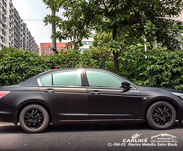 CL-EM-01 HONDA için elektro metalik saten siyah araba kaplama