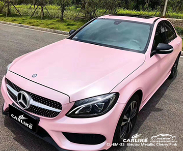 Envoltura de vinilo de fibra de carbono electro metálico rosa cereza CL-EM-33 para bicicletas para MERCEDES-BENZ