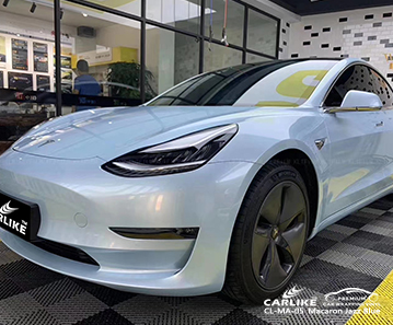 CL-MA-05 TESLA için macaron caz mavi otomatik sarma vinil