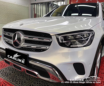 CL-MW-01 MERCEDES-BENZ için parlak sihirli beyazdan altın rengine vinil sarmak arabamı