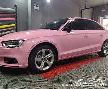 CL-SV-10 AUDI için süper parlak kristal sıcak pembe vinil şal parlak