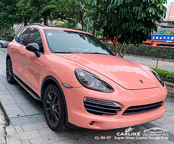 CL-SV-37 süper parlak kristal allık pembe PORSCHE için arabamı sarın