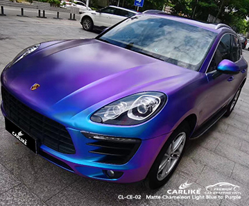 CL-CE-02 caméléon mat bleu clair à violet Fournisseurs de vinyle pour PORSCHE