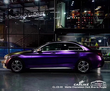 CL-CE-03 caméléon mat bleu foncé à violet en vinyle autobike pour MERCEDES-BENZ