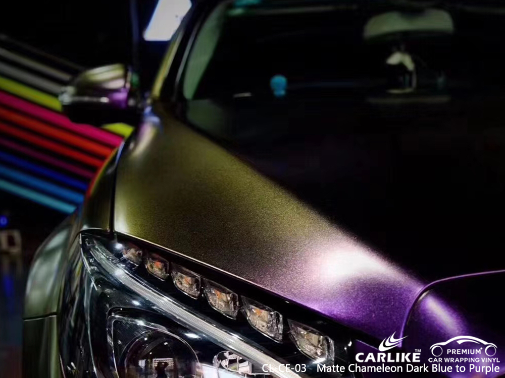 CL-CE-03 matte chameleon dark blue to purple autobike vinyl wrap for MERCEDES-BENZ Chicago United States