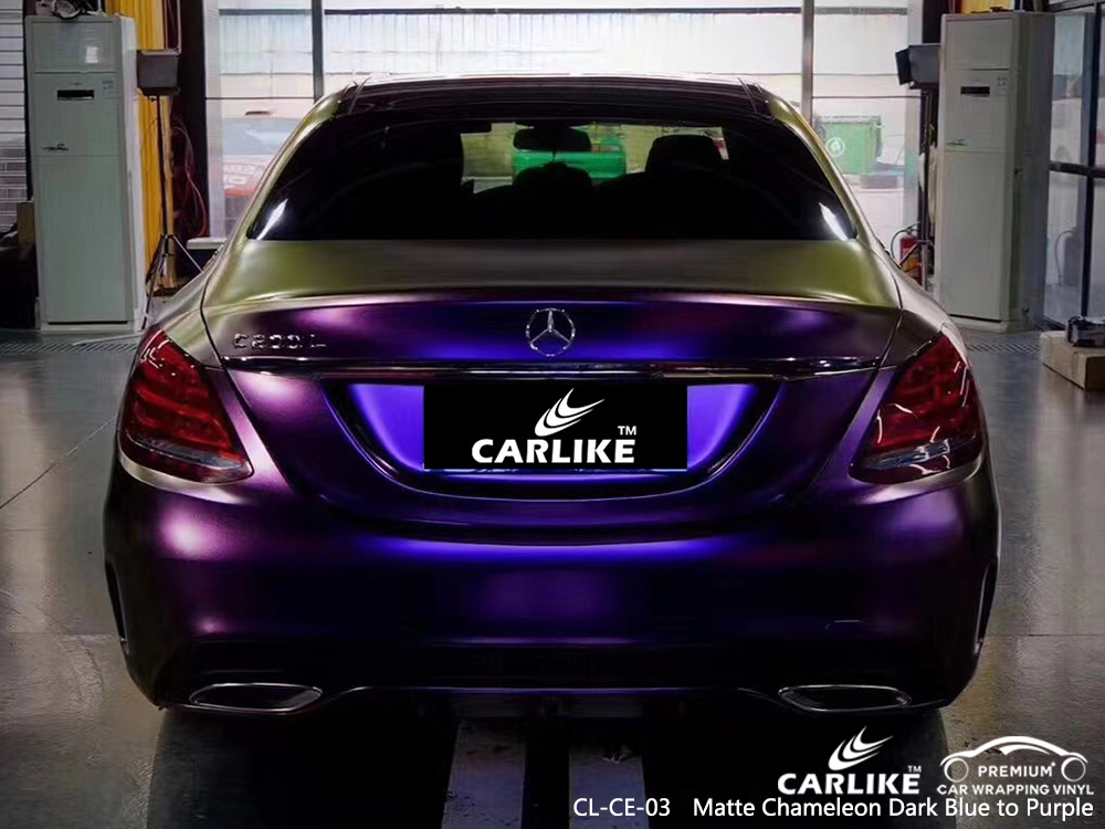 CL-CE-03 matte chameleon dark blue to purple autobike vinyl wrap for MERCEDES-BENZ Chicago United States
