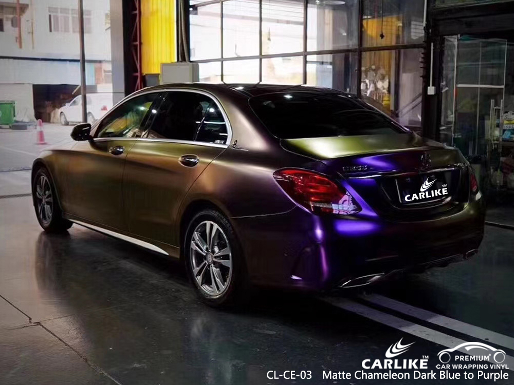 CL-CE-03 matte chameleon dark blue to purple autobike vinyl wrap for MERCEDES-BENZ Chicago United States