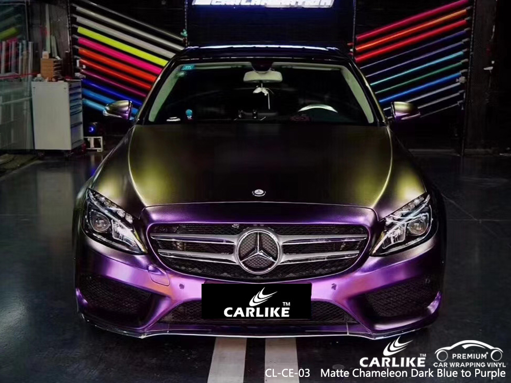 CL-CE-03 matte chameleon dark blue to purple autobike vinyl wrap for MERCEDES-BENZ Chicago United States