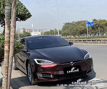 CL-GE-08 TESLA için parlak elektro metalik siyah gül araba kaplama parlaklığı