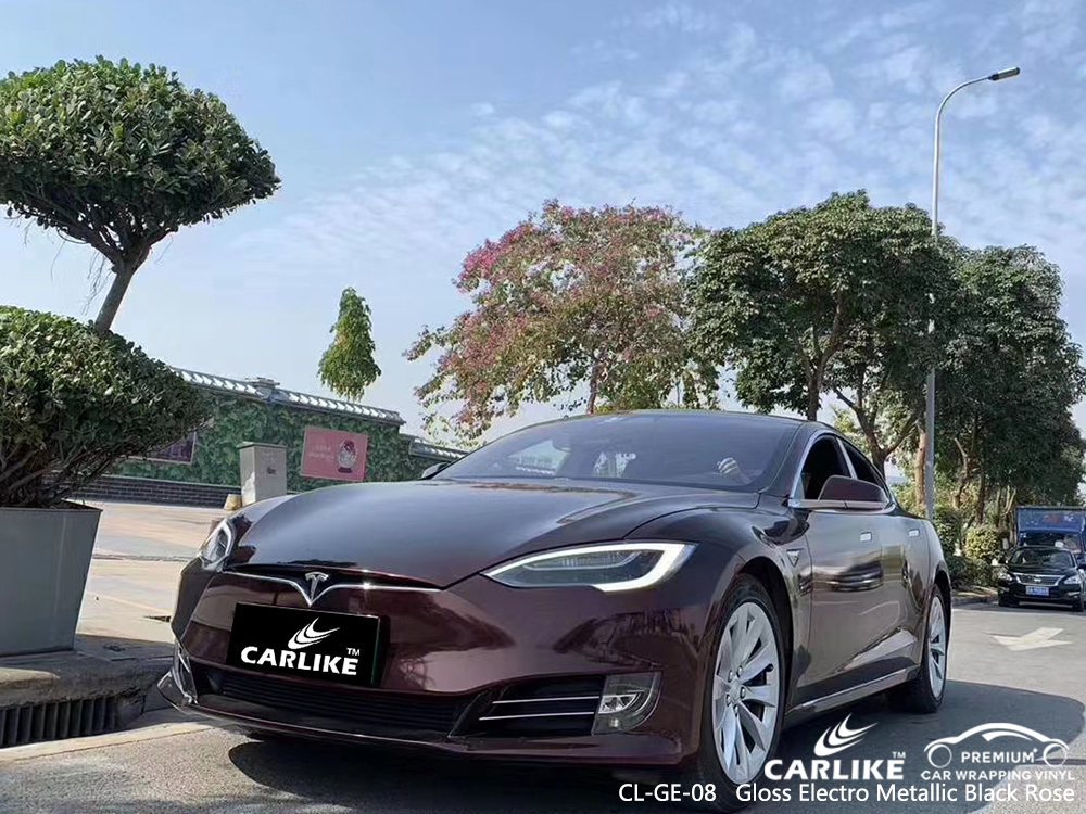 CL-GE-08 gloss electro metallic black rose car wrap gloss for TESLA Antipolo Philippines