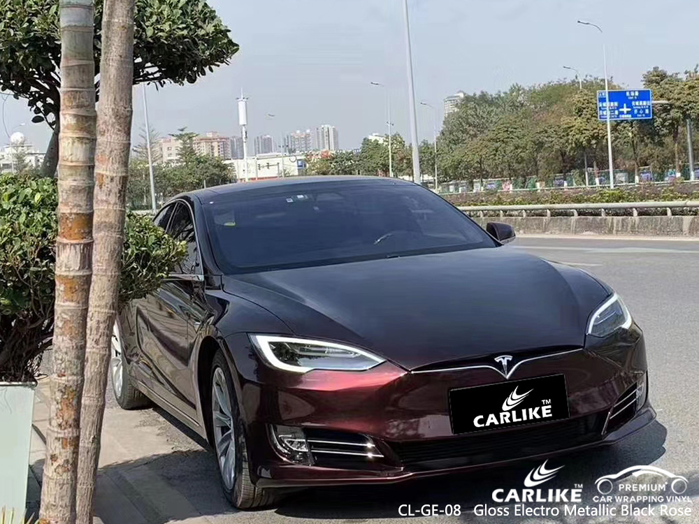 CL-GE-08 gloss electro metallic black rose car wrap gloss for TESLA Antipolo Philippines