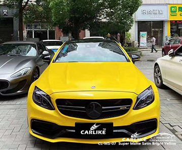 CL-MS-07 vinyle super mat satiné jaune vif enveloppe ma voiture pour MERCEDES-BENZ