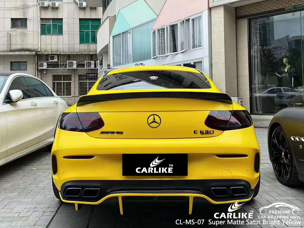 CL-MS-07 super matte satin bright yellow vinyl wrap my car for MERCEDES-BENZ Frankfort United States