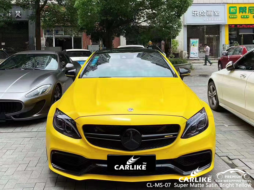 CL-MS-07 super matte satin bright yellow vinyl wrap my car for MERCEDES-BENZ Frankfort United States