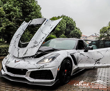 CL-MV-02 white marble vinyl sticker paper for CORVETTE