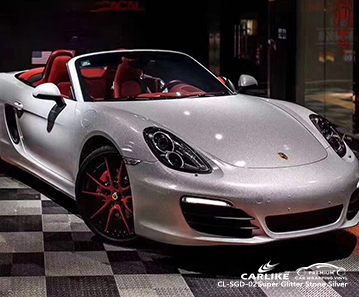 CL-SGD-02 super glitter stone silver high gloss vinyl wrap for PORSCHE