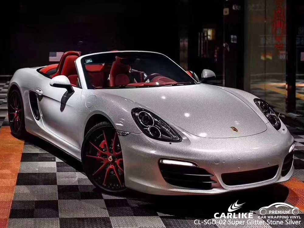 CL-SGD-02 super glitter stone silver high gloss vinyl wrap for PORSCHE Santa Rosa Philippines