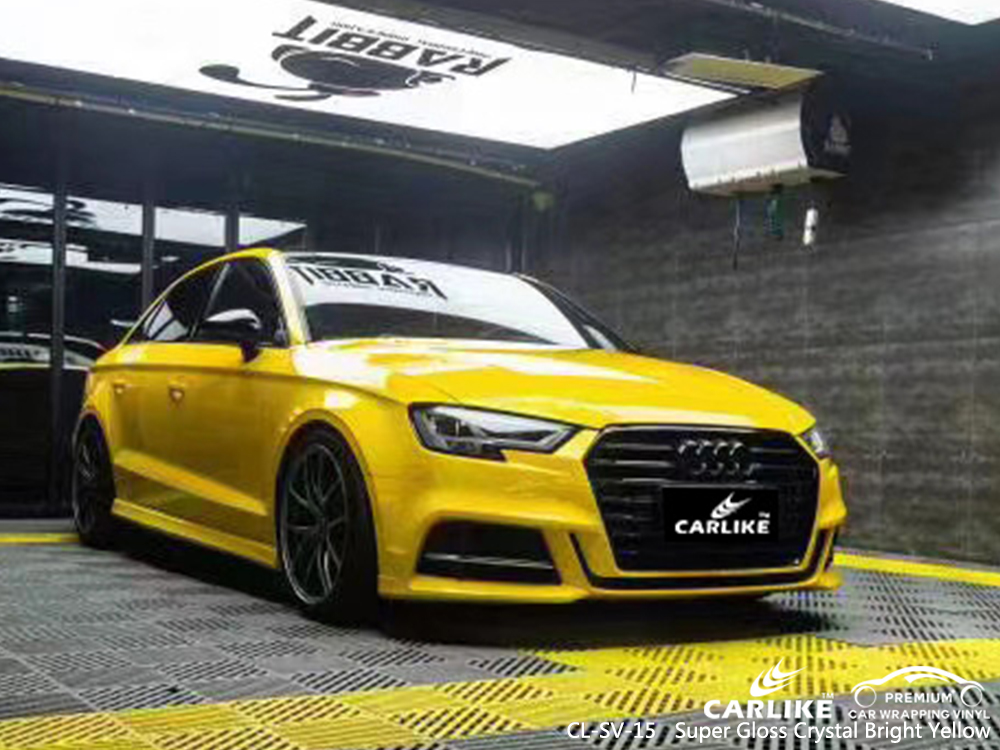 CL-SV-15 super gloss crystal bright yellow car vinyl wrap for AUDI Montana United States