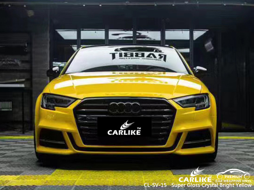 CL-SV-15 super gloss crystal bright yellow car vinyl wrap for AUDI Montana United States