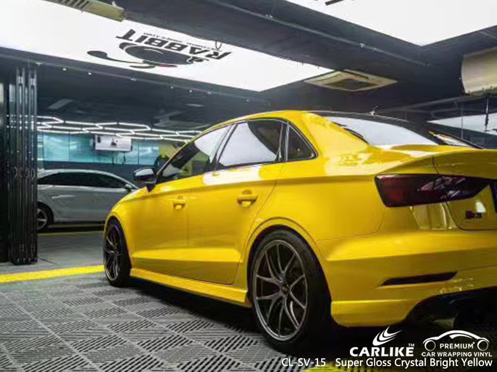 CL-SV-15 super gloss crystal bright yellow car vinyl wrap for AUDI Montana United States