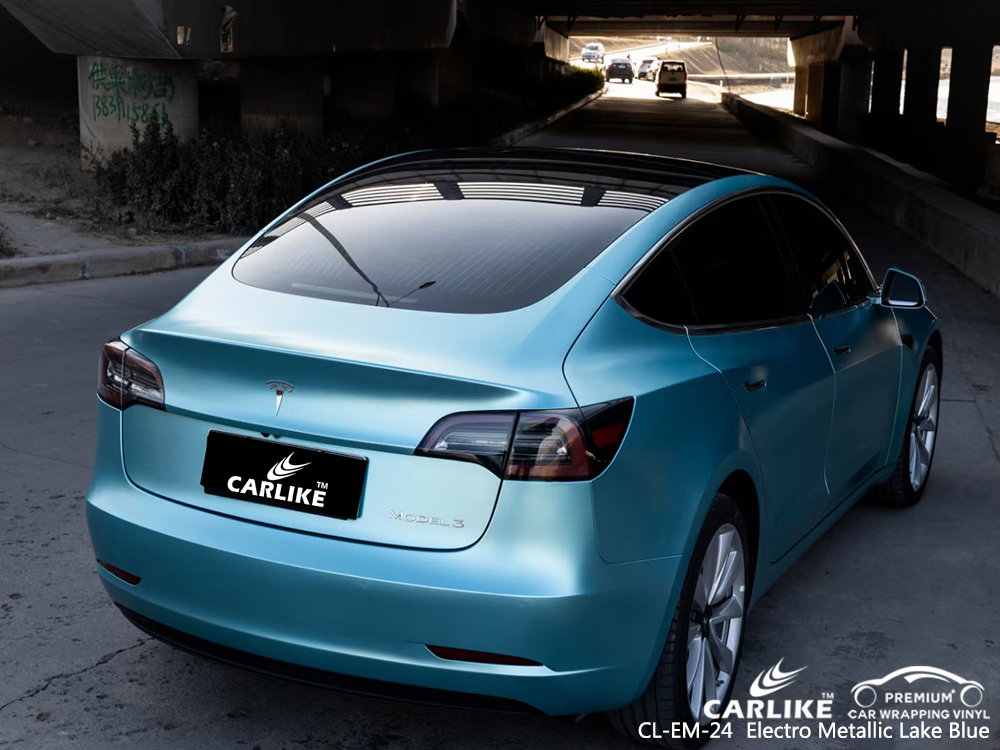 CL-EM-24 electro metallic lake blue vinyl matte car wrap for TESLA Mabalacat Philippines