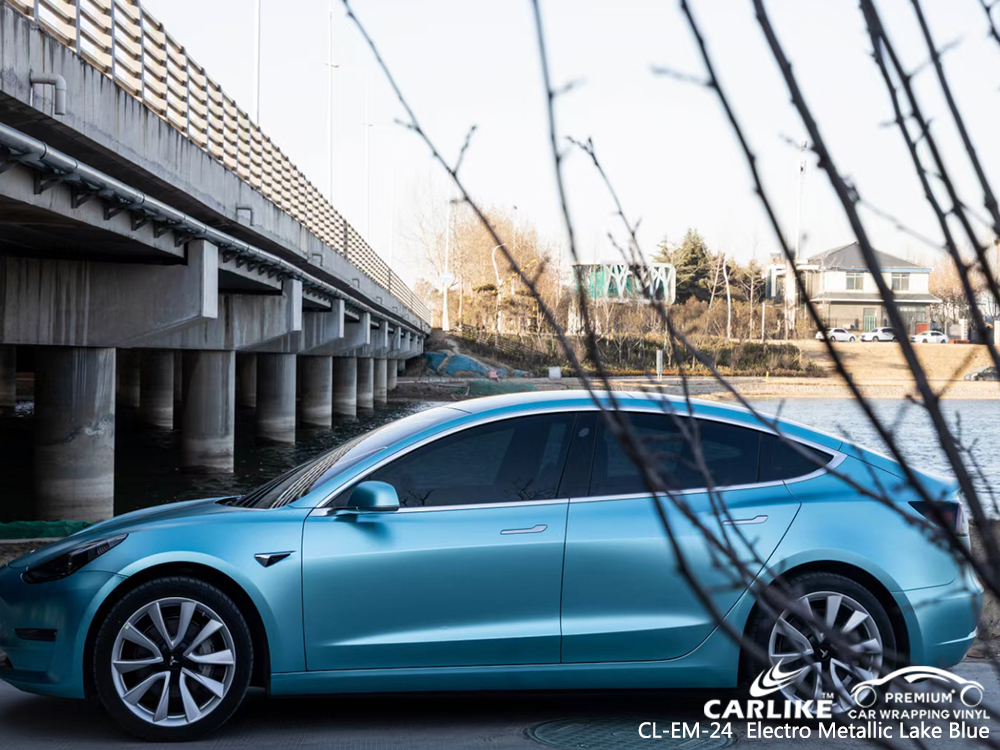 CL-EM-24 electro metallic lake blue vinyl matte car wrap for TESLA Mabalacat Philippines