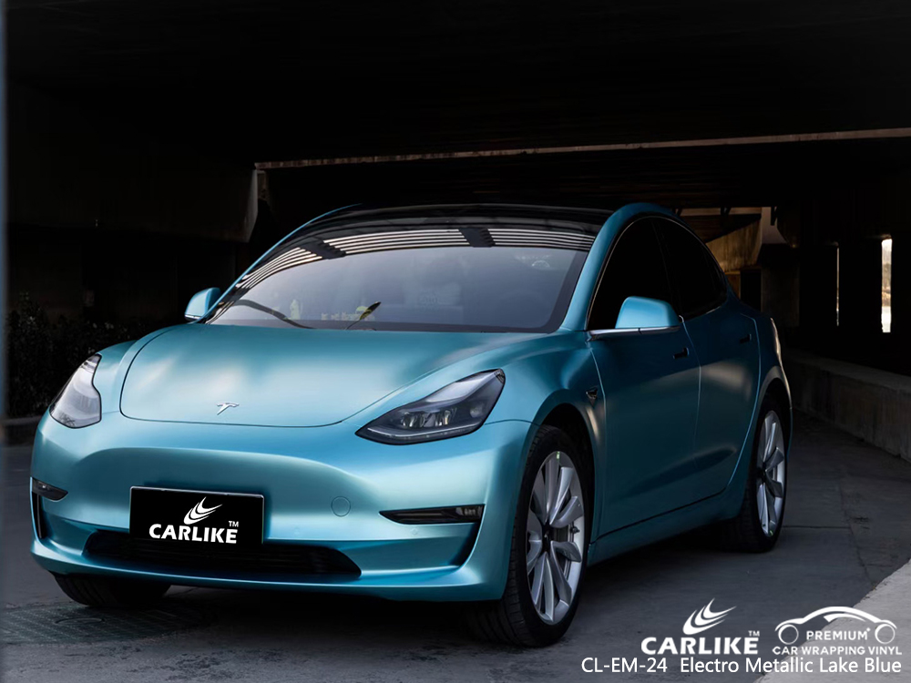 CL-EM-24 electro metallic lake blue vinyl matte car wrap for TESLA Mabalacat Philippines