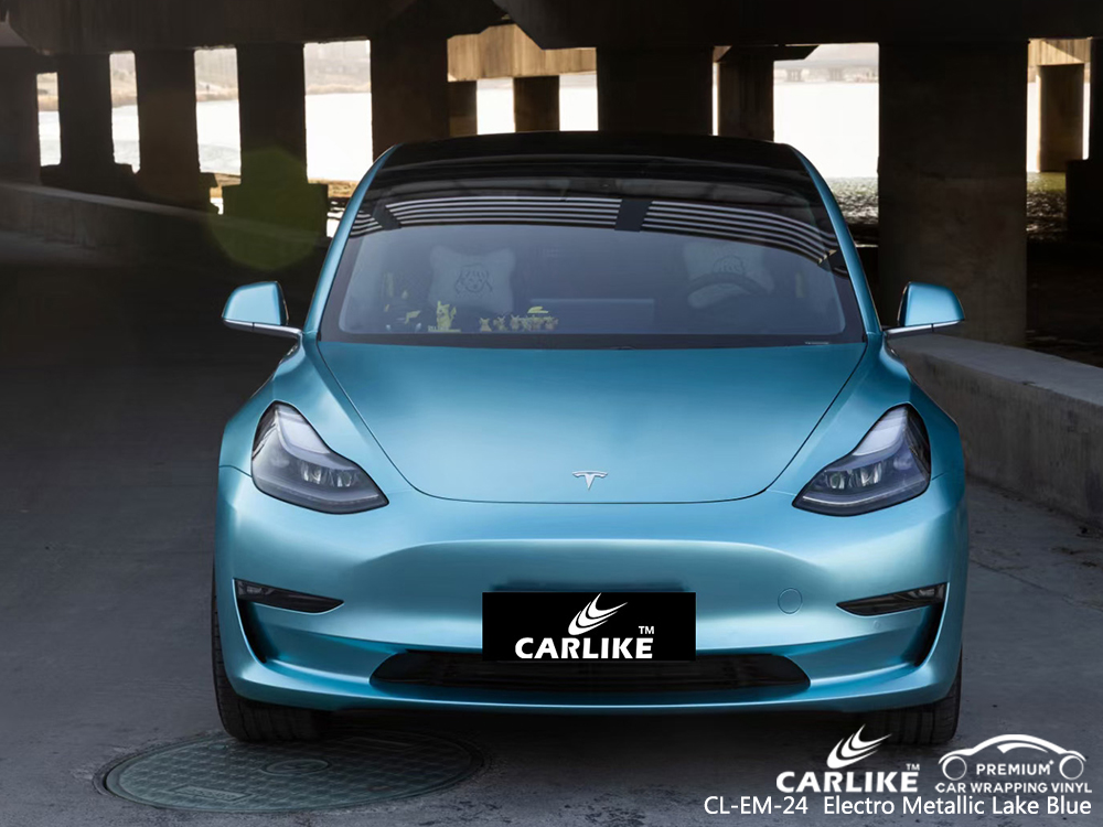 CL-EM-24 electro metallic lake blue vinyl matte car wrap for TESLA Mabalacat Philippines