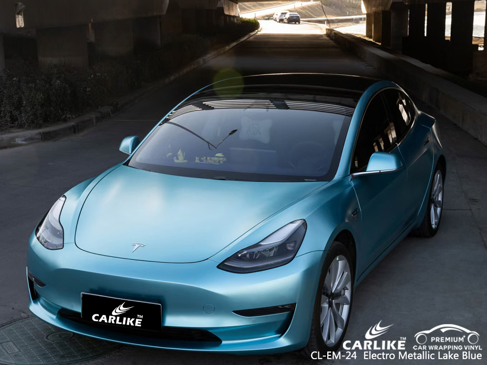 CL-EM-24 electro metallic lake blue vinyl matte car wrap for TESLA Mabalacat Philippines