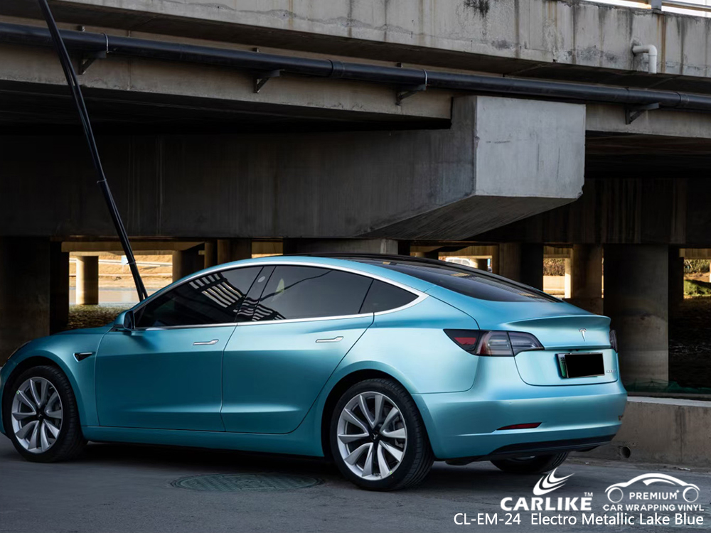 CL-EM-24 electro metallic lake blue vinyl matte car wrap for TESLA Mabalacat Philippines