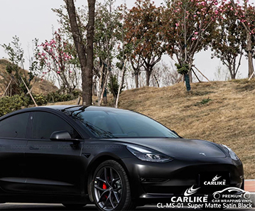 CL-MS-01 TESLA için süper mat saten siyah vinil kaplama