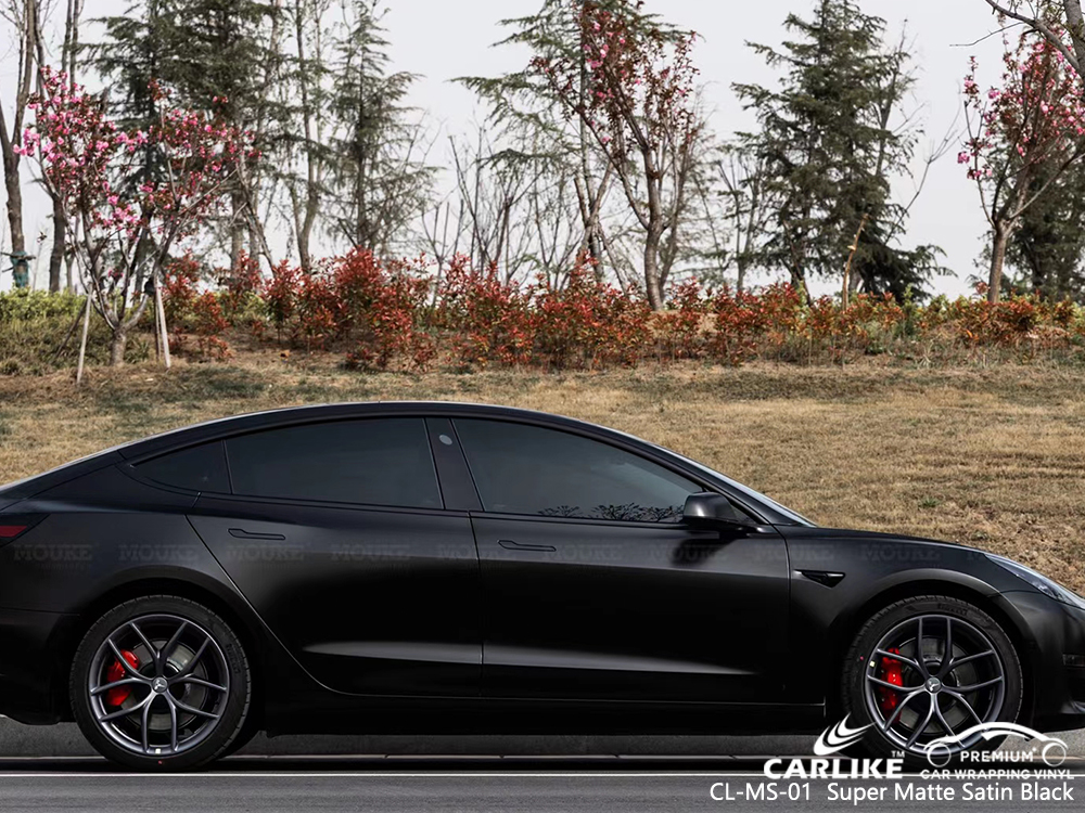 Envoltura De Vinilo Negro Satinado Super Mate Cl Ms 01 Para Tesla Sino Vinyl