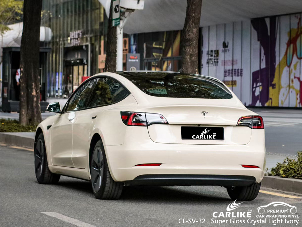 CL-SV-32 super gloss crystal light ivory vinyl wrap for TESLA General Santos Philippines