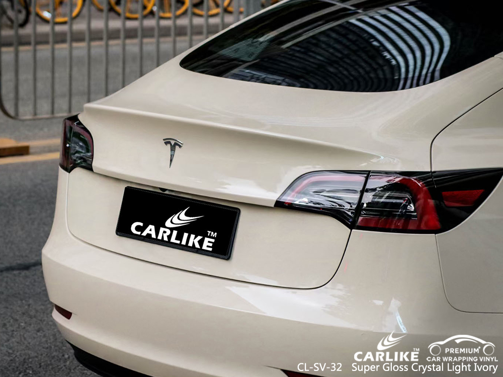 CL-SV-32 super gloss crystal light ivory vinyl wrap for TESLA General Santos Philippines
