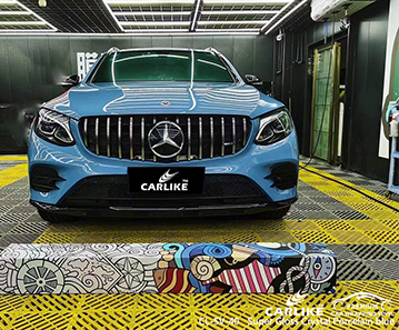 CL-SV-40 MERCEDES-BENZ için süper parlak kristal porselen mavi vinil yapışkan kağıt