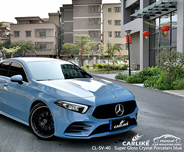 CL-SV-40 lámina de envoltura de coche azul de porcelana de cristal superbrillante para MERCEDES-BENZ