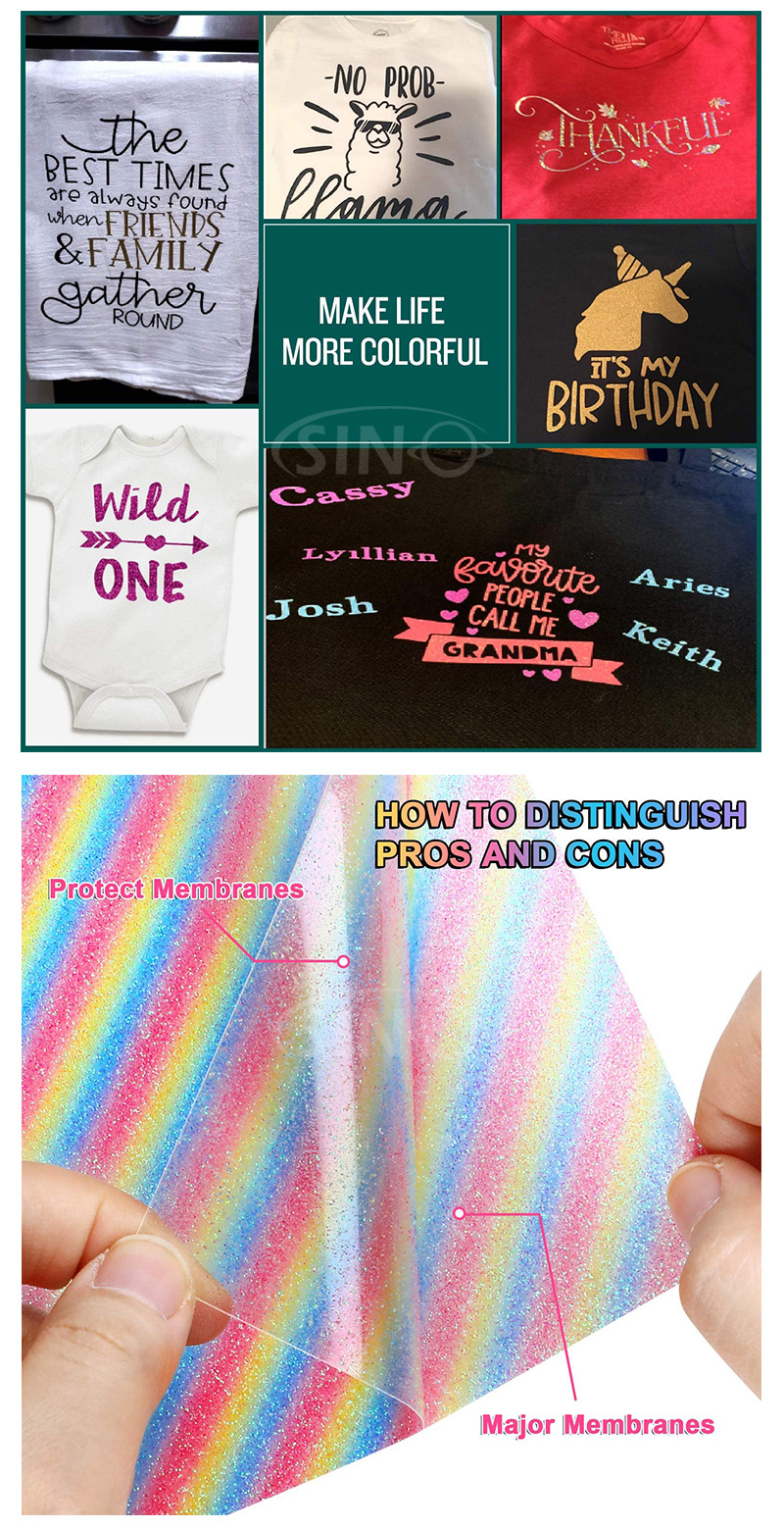 Heat Transfer Vinyl PU PVC Glitter Metallic Flock Hologram HTV For T-shirt