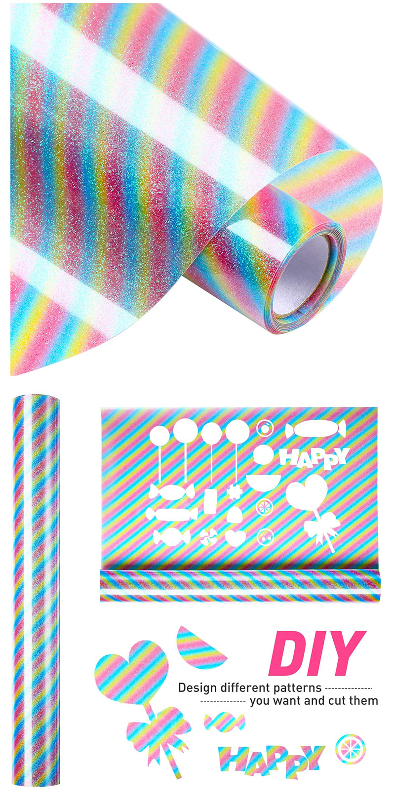 Heat Transfer Vinyl PU PVC Glitter Metallic Flock Hologram HTV For T-shirt