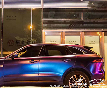CL-CE-03 JAGUAR için mat bukalemun koyu mavi ila mor vinil kaplama arabalar