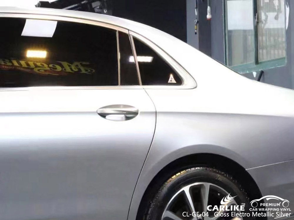 CL-GE-04 gloss electro metallic silver auto wrap vinyl supply for MERCEDES-BENZ