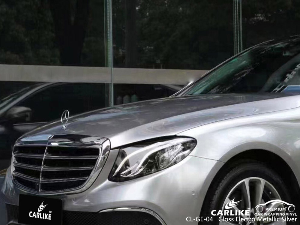 CL-GE-04 gloss electro metallic silver auto wrap vinyl supply for MERCEDES-BENZ