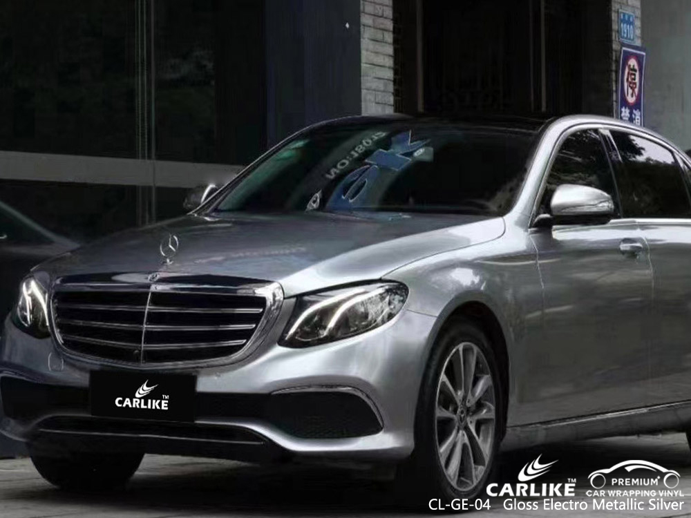 CL-GE-04 gloss electro metallic silver auto wrap vinyl supply for MERCEDES-BENZ